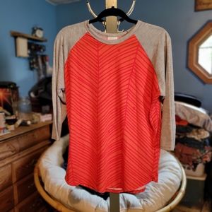 LulaRoe Randy 3/4 Sleeve TShirt Bright Chevron Print